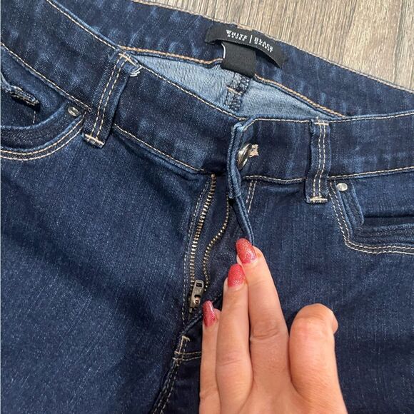 White House Black Market Straight Leg Jeans Cropped High Rise Dark Wash Size 4 - Picture 6 of 11